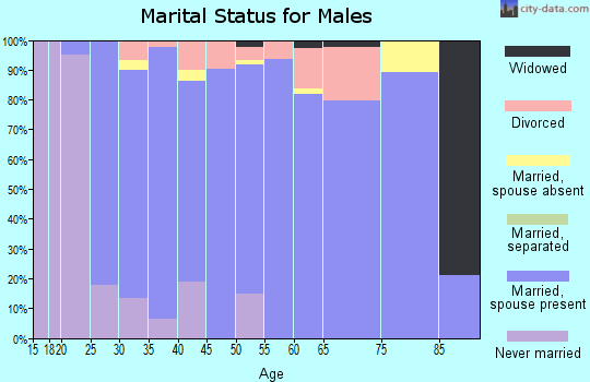 Zip code 46074 marital status for males