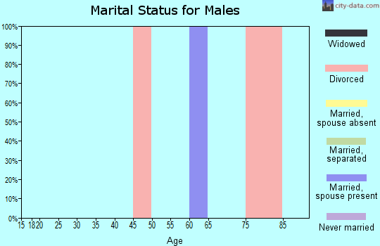 Zip code 46125 marital status for males
