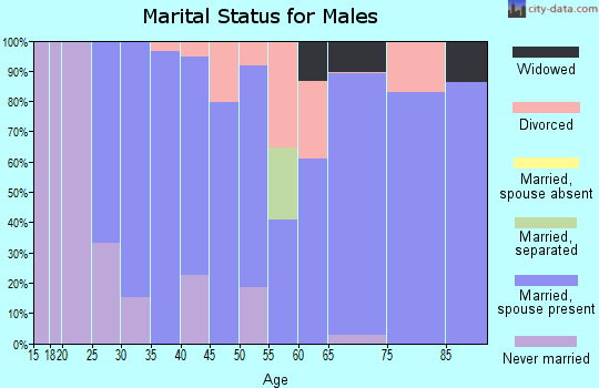 Zip code 46126 marital status for males