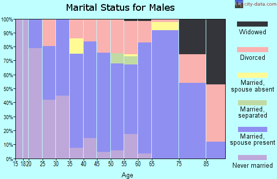 Zip code 46164 marital status for males