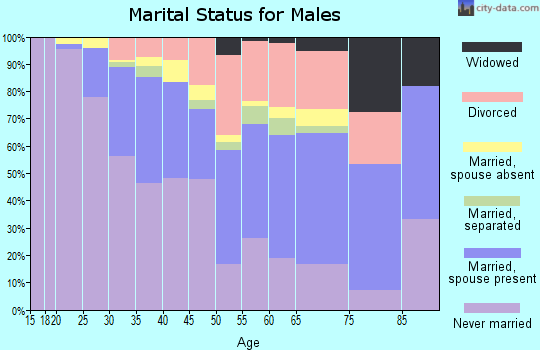 Zip code 46205 marital status for males