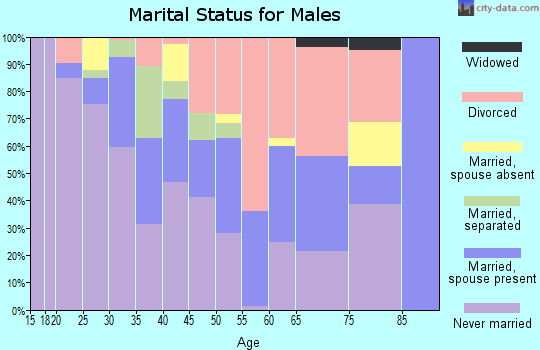 Zip code 46225 marital status for males