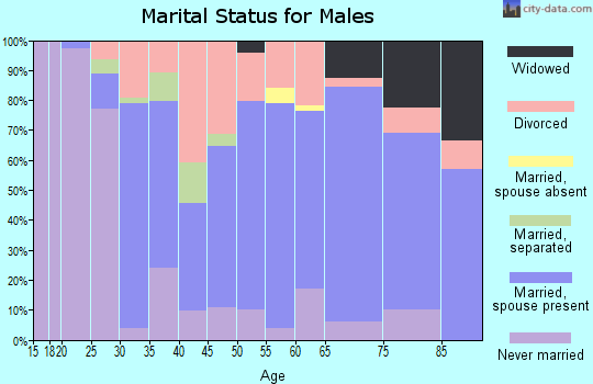 Zip code 46366 marital status for males