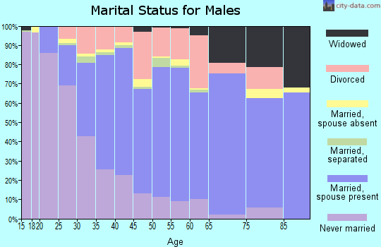 Zip code 46368 marital status for males