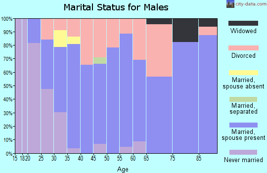 Zip code 46702 marital status for males