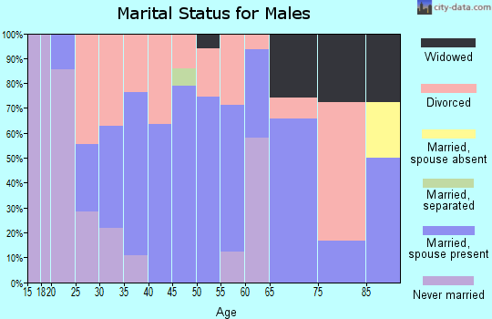 Zip code 46705 marital status for males