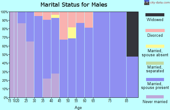 Zip code 46748 marital status for males