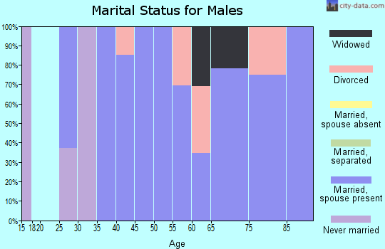 Zip code 46760 marital status for males