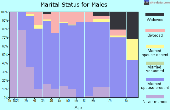 Zip code 46761 marital status for males