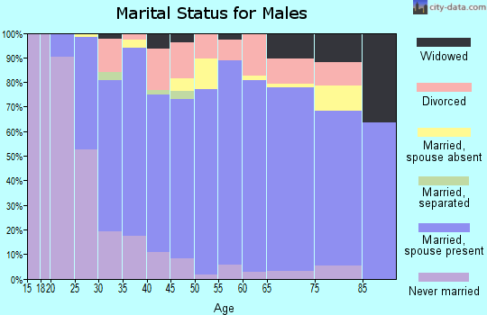 Zip code 46774 marital status for males