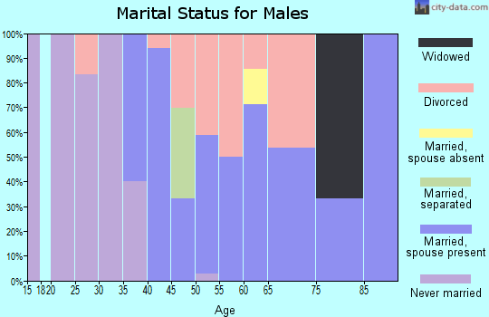 Zip code 46781 marital status for males
