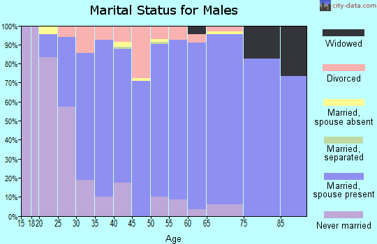 Zip code 46783 marital status for males