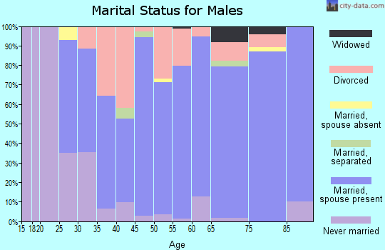 Zip code 46787 marital status for males
