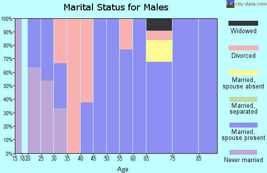 Zip code 46957 marital status for males