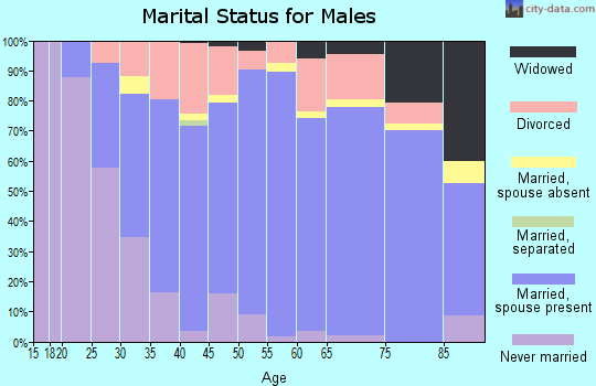 Zip code 47203 marital status for males