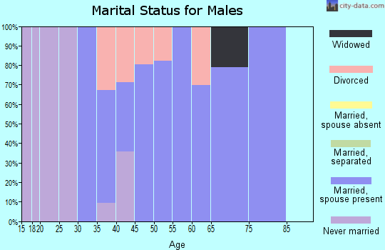 Zip code 47230 marital status for males
