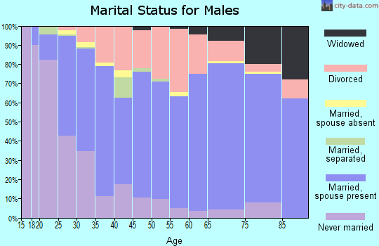 Zip code 47274 marital status for males
