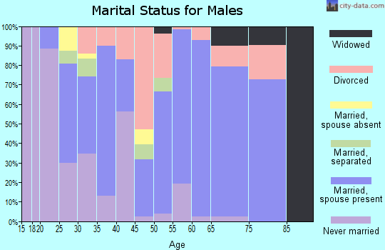 Zip code 47359 marital status for males