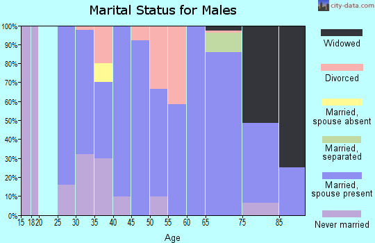 Zip code 47386 marital status for males
