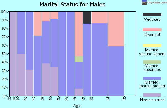 Zip code 47393 marital status for males