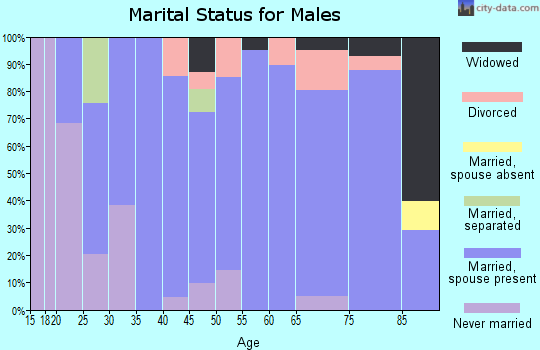 Zip code 47396 marital status for males