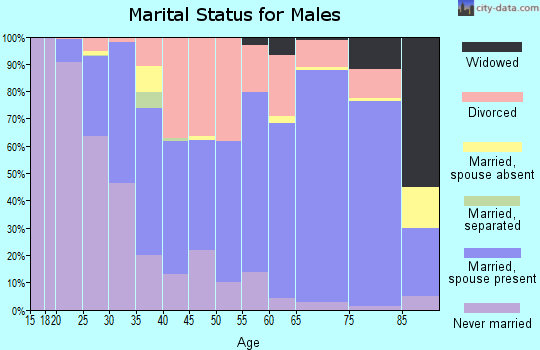 Zip code 47404 marital status for males