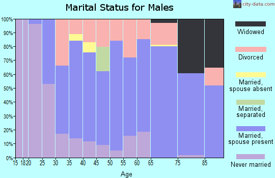 Zip code 47454 marital status for males