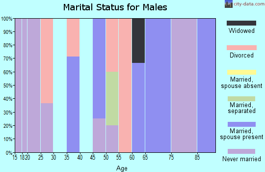 Zip code 47464 marital status for males