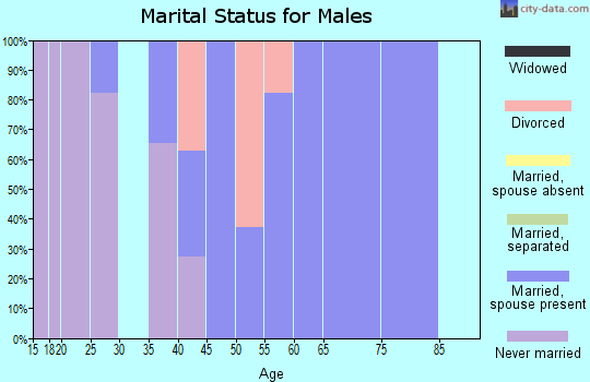 Zip code 47468 marital status for males