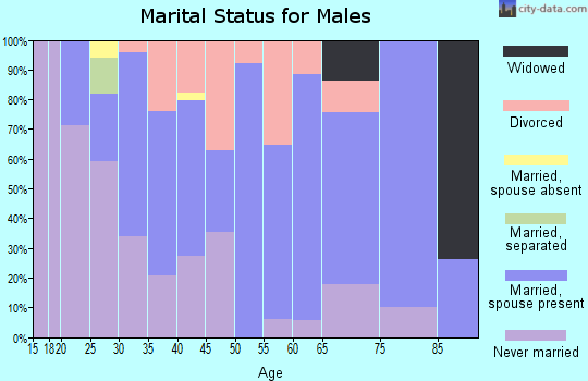 Zip code 47471 marital status for males