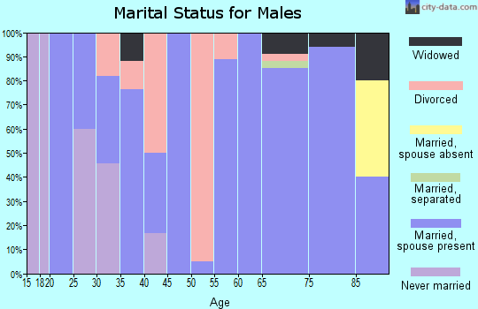 Zip code 47578 marital status for males