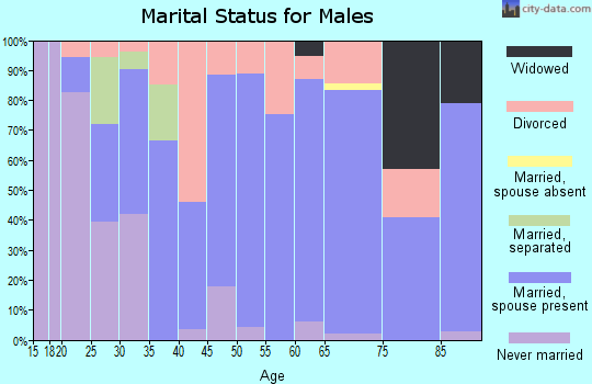 Zip code 47598 marital status for males