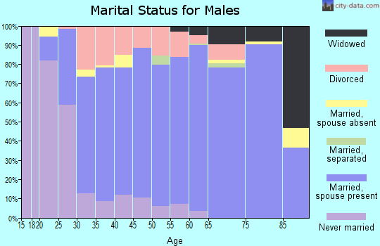 Zip code 47601 marital status for males
