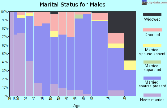 Zip code 47635 marital status for males