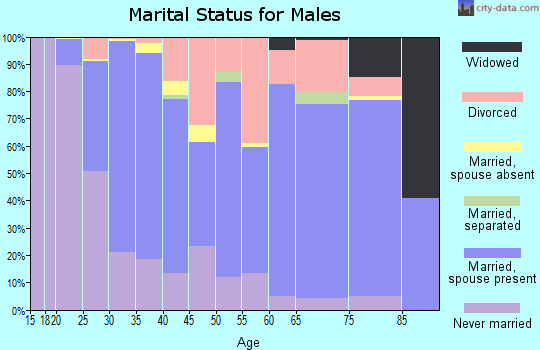 Zip code 47670 marital status for males
