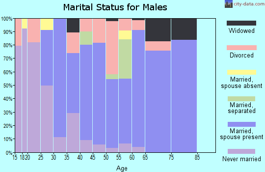 Zip code 47879 marital status for males