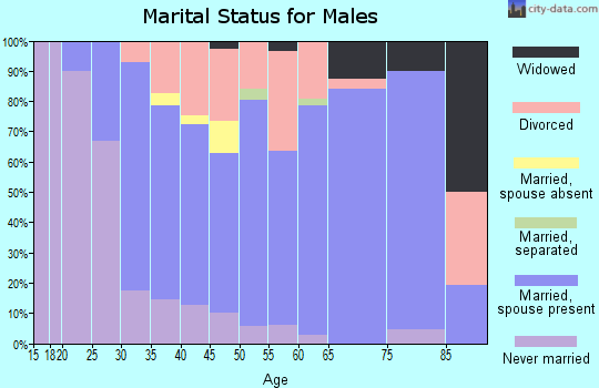 Zip code 47885 marital status for males