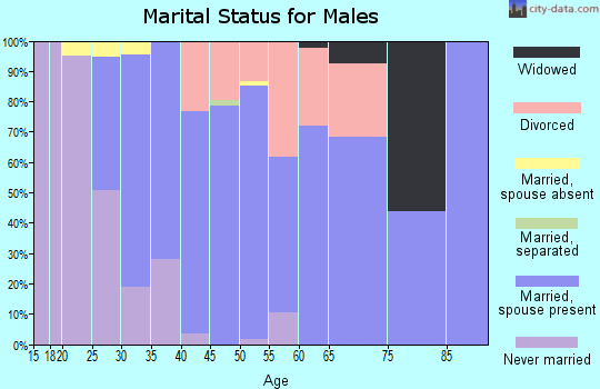 Zip code 47952 marital status for males