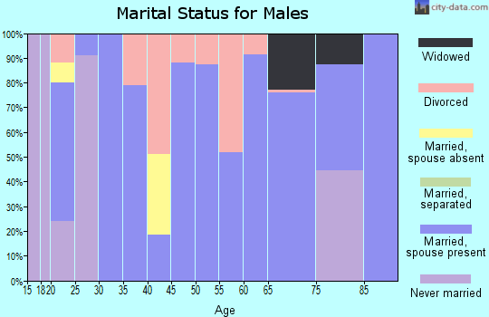 Zip code 47989 marital status for males