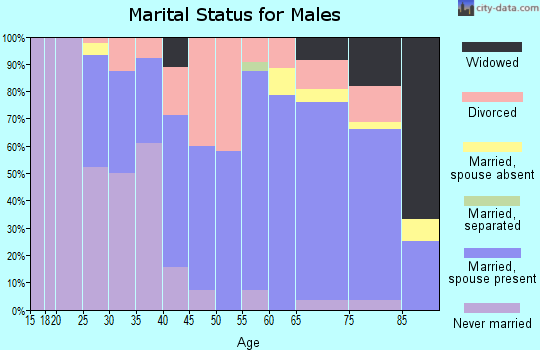 Zip code 48654 marital status for males