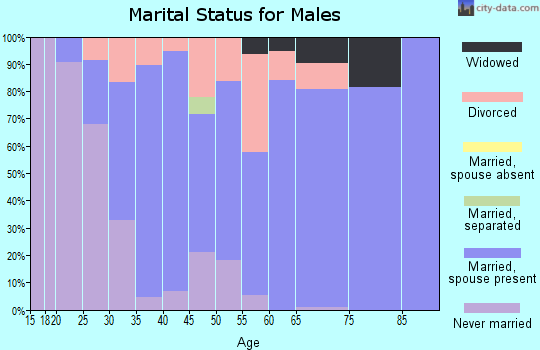 Zip code 53037 marital status for males