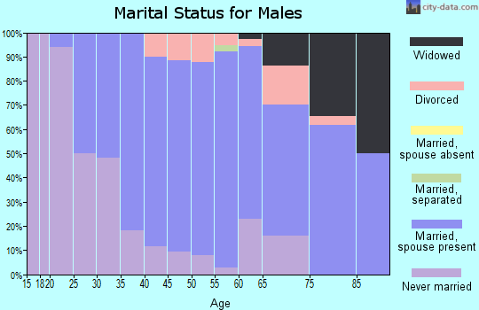 Zip code 53065 marital status for males