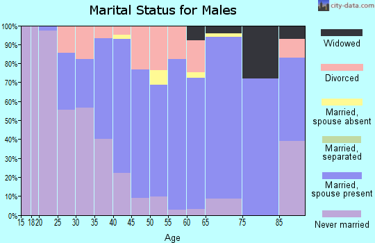 Zip code 53075 marital status for males