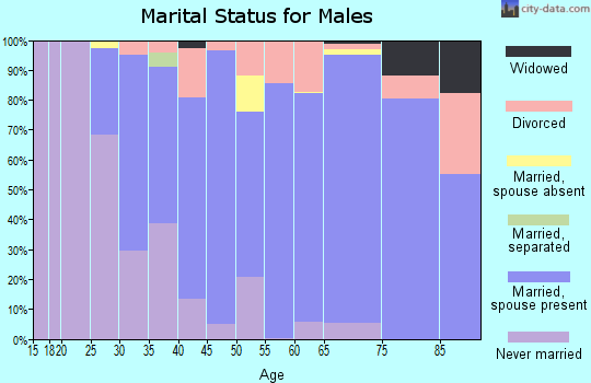 Zip code 53129 marital status for males