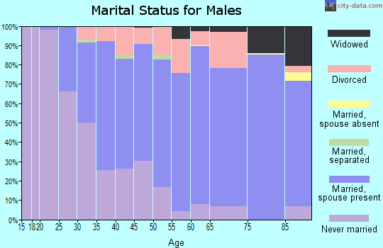 Zip code 53405 marital status for males