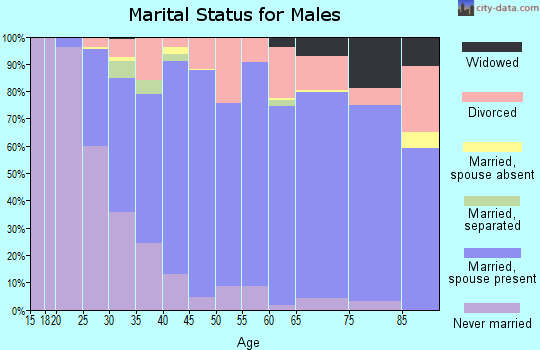 Zip code 55025 marital status for males