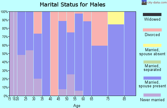 Zip code 58030 marital status for males