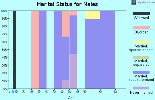 Zip code 58043 marital status for males