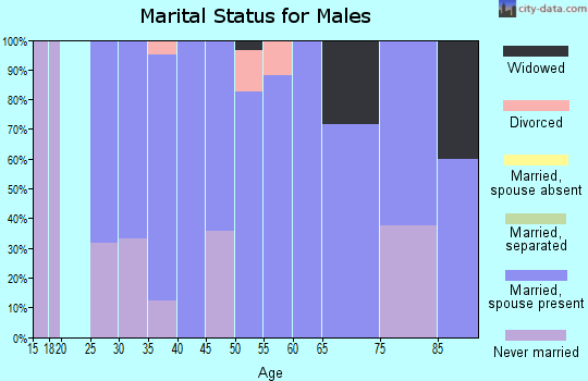 Zip code 58052 marital status for males