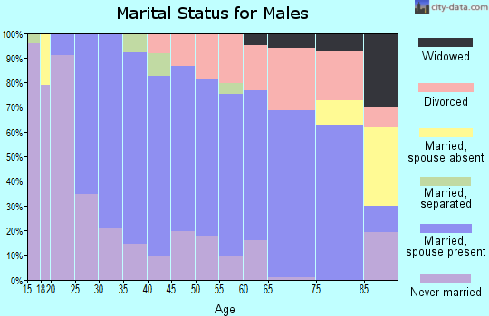 Zip code 58054 marital status for males